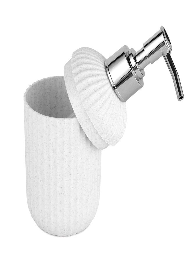 SHENRON Bathroom Accessories Set, Toothbrush Holder, Liquid Soap Dispenser & Tray, Unbreakable Plastic Organizer for Sink & Bathroom Essentials, Handwash, Sanitizer, Lotion & Shampoo (White,Pack of 3) - Image 3